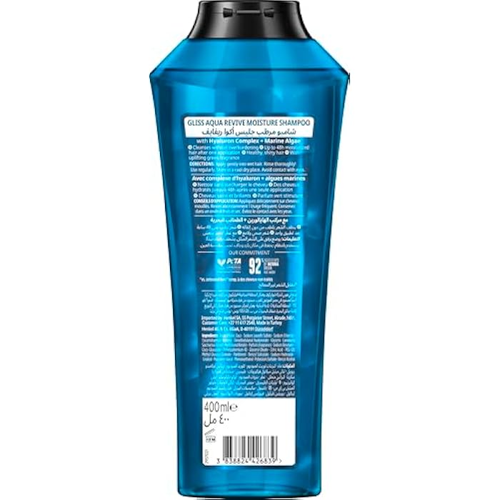 Gliss Aqua Revive Shampoo, 400ml — Immerse your hair in hydration with this revitalizing shampoo that quenches thirsty locks for a refreshed, vibrant look - Image 2